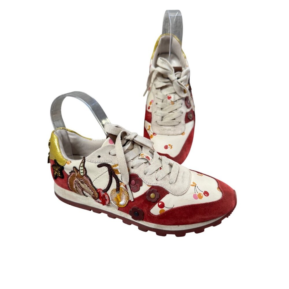 Coach Women’s Running Shoes Runner Unicorn Cherry Patches Designer Vintage 6.5B